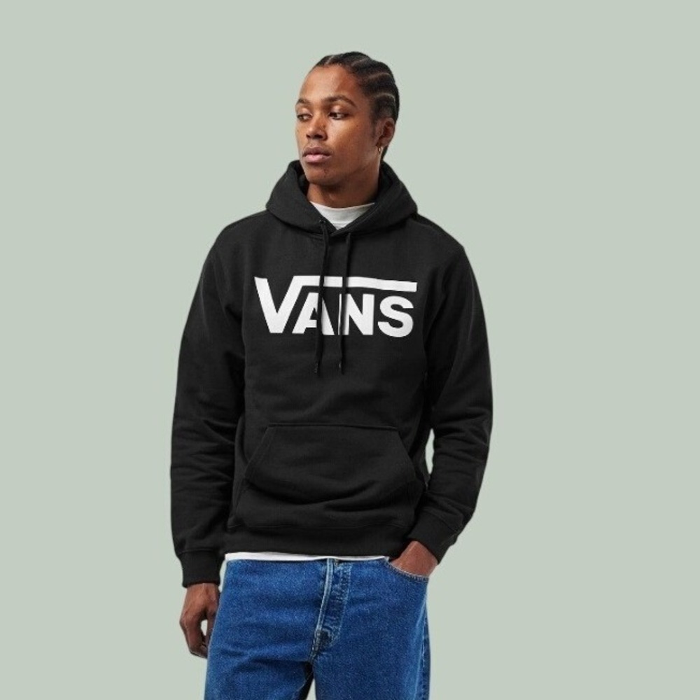 Vans Classic Pullover Hoodie Black Logo Mens‎ Size L NEW